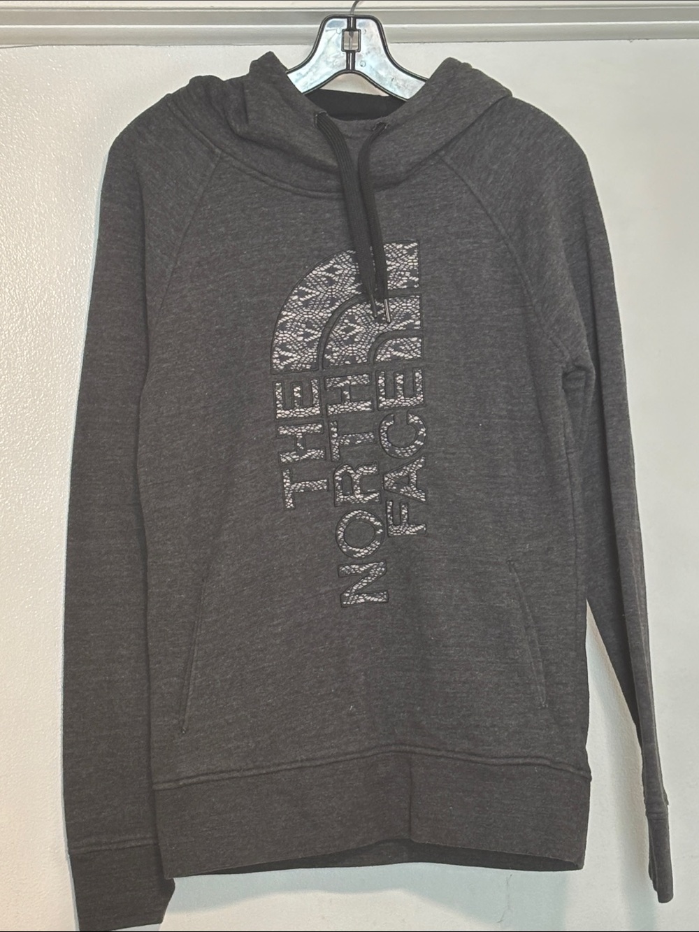 The North Face Unisec Dark Charcoal Gray Pullover Hoodie with Logo